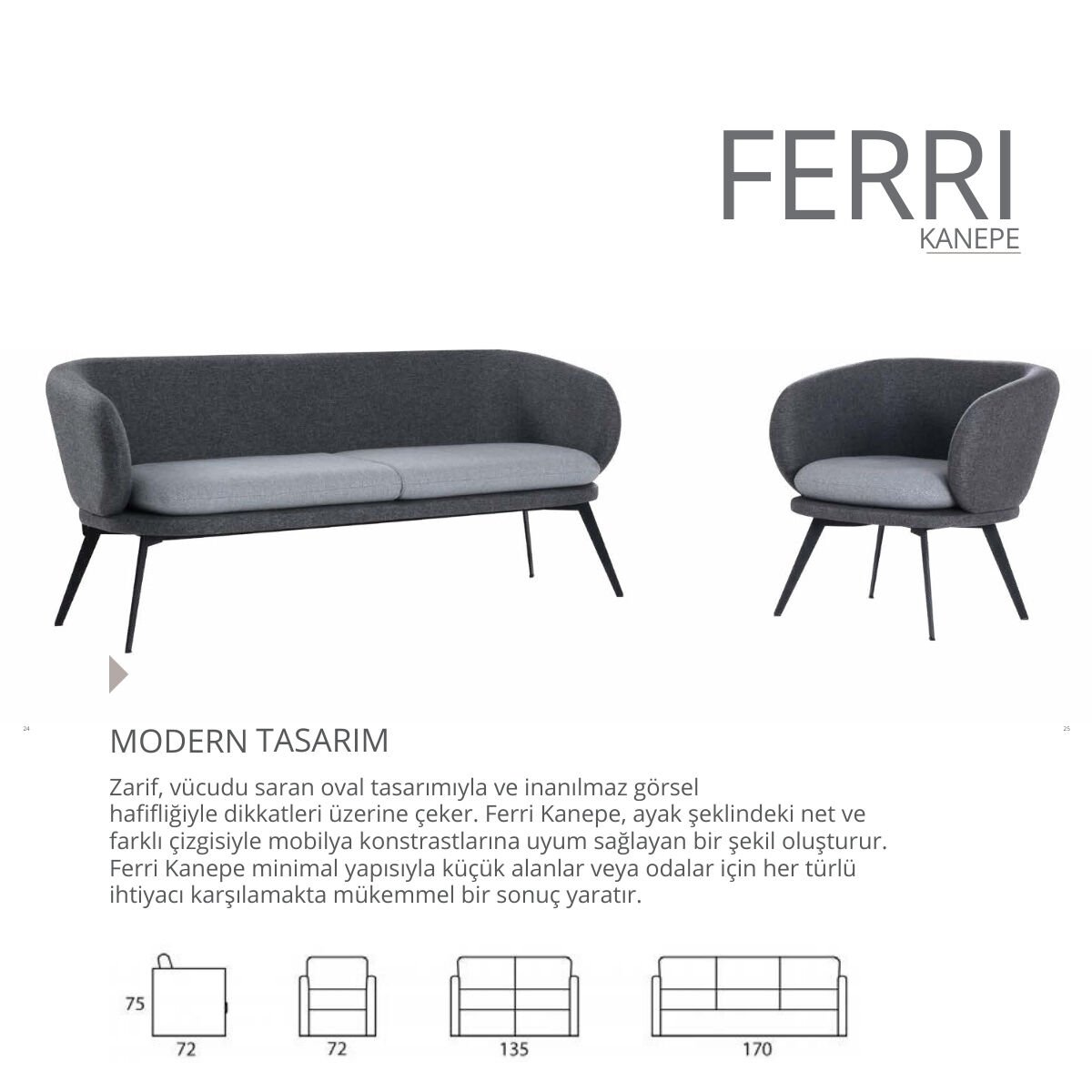 Ferri Modern Oval Ofis Kanepesi