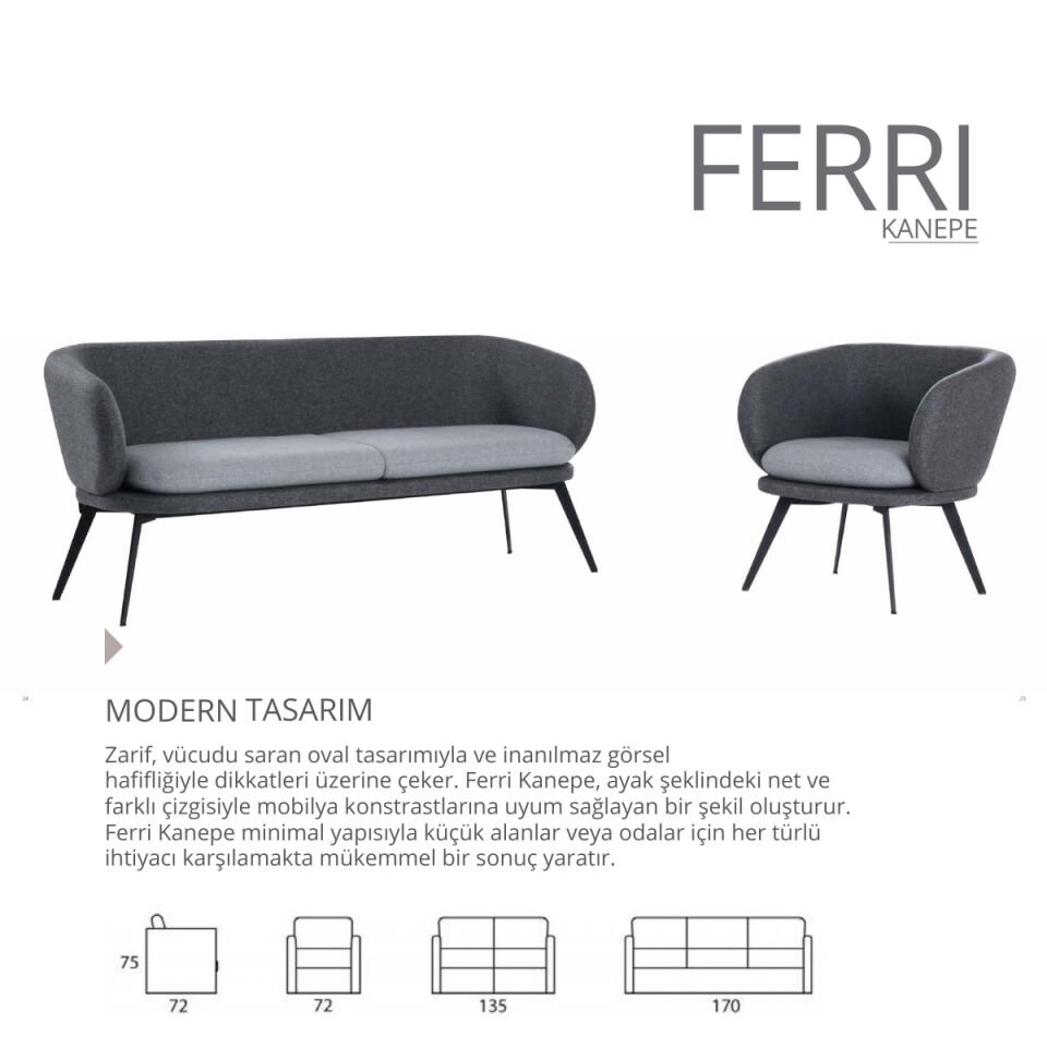 Ferri Modern Oval Ofis Kanepesi