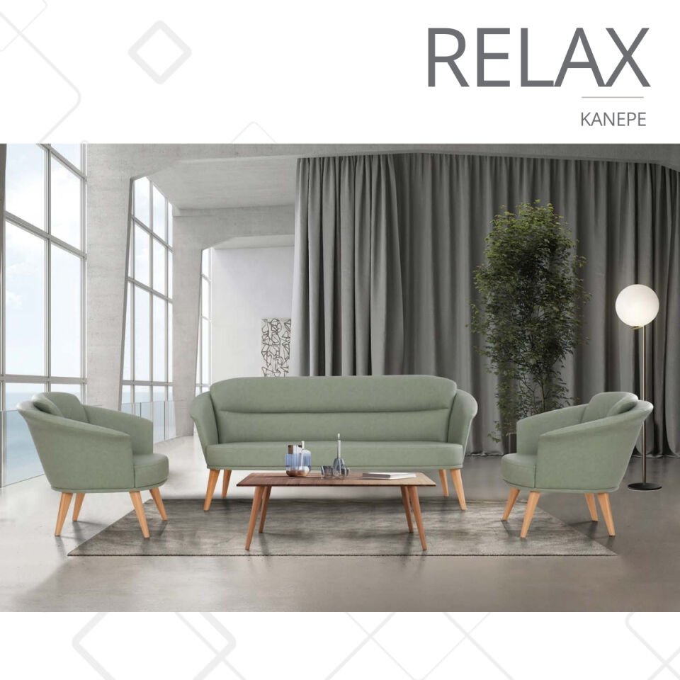 Relax Soft Renkli Ahşap Ayaklı Ofis Kanepesi