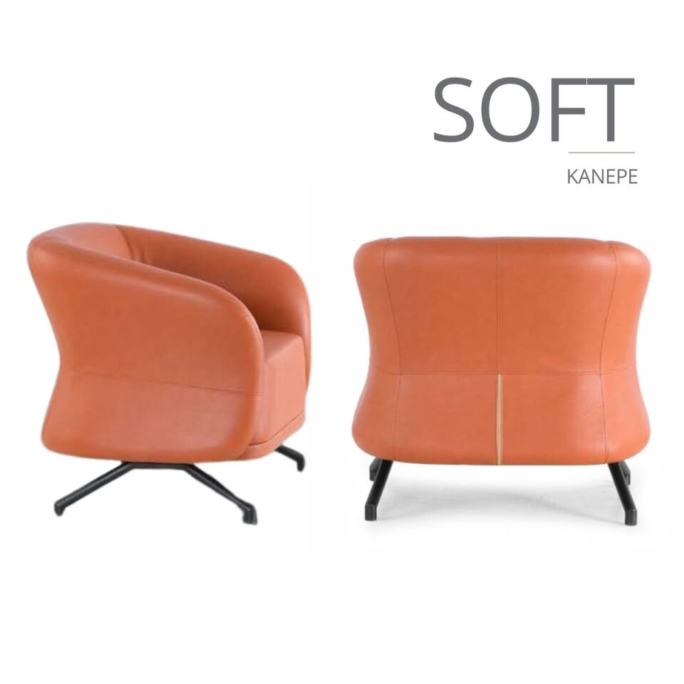 Soft Kiremit Rengi Metal Ayaklı Ofis Kanepesi