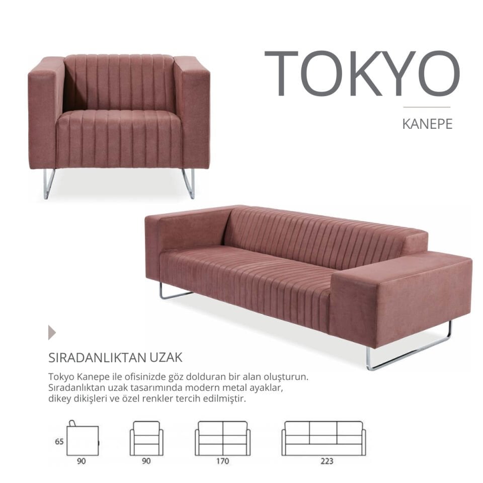 Tokyo Metal Ayaklı Ofis Kanepesi