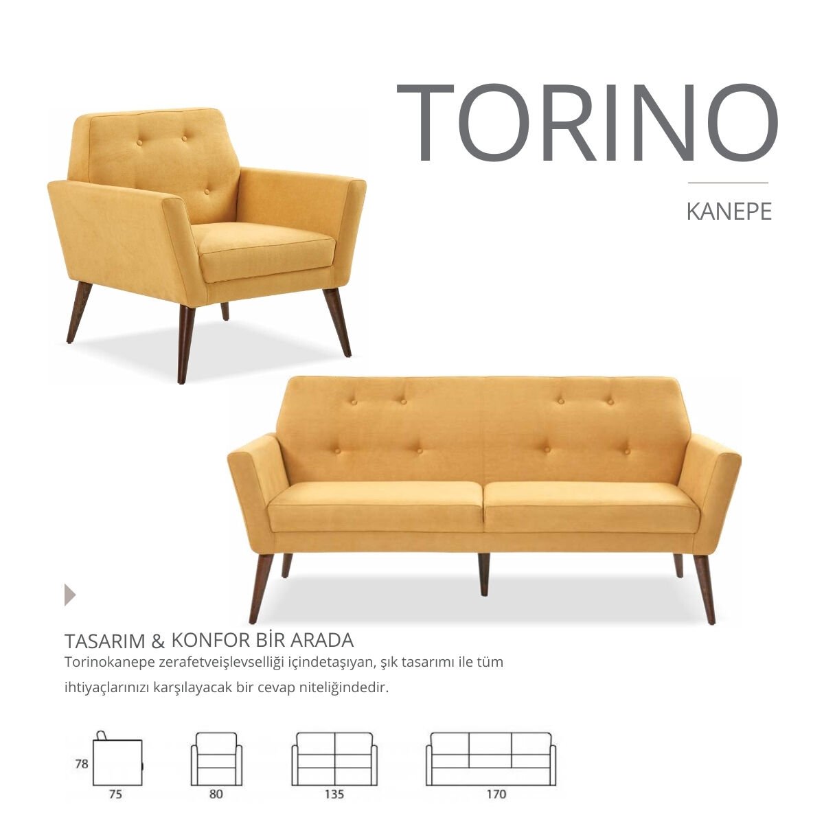 Torino Retro Tasarım Ofis Kanepesi